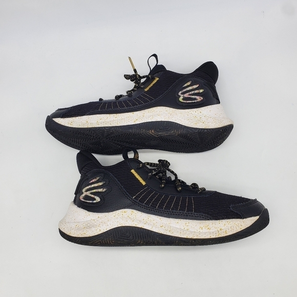 Under Armour Shoe 9.5 Mens 11 Wm UA Curry 3Z7 Black Gold Basketball Sneakers - Picture 4 of 8